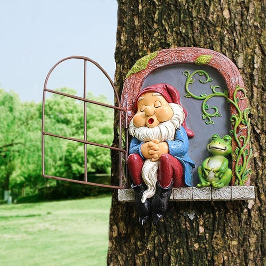 Outdoor Garden Statues, Resin Gnome Tree Hugger, Durable Outdoor Decor, Whimsical Yard Sculpture, Garden Peeker Yard Art, Waterproof & Handcrafted, Unique Garden Ornament Gift