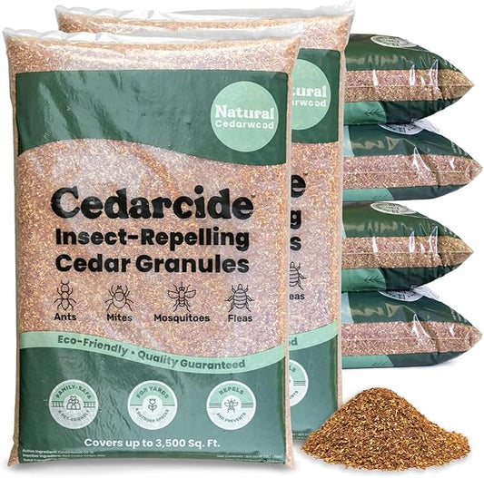 Cedarcide Lawn, Home & Garden Cedar Granules | Repels Fleas, Ticks, Ants & Mosquitoes | Smells Great, Easy to Use | Family & Pet Safe | 6 Bags (48 Lbs)