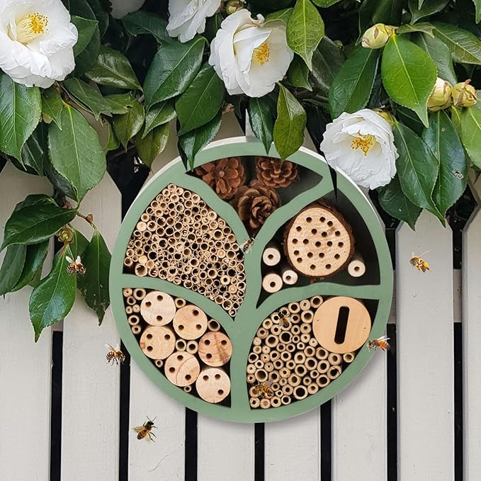 11” Woonden Multi Habitat Insect House Outdoor Garden Decorative Insect Hotels for Bee Butterfly and Beetle Tree of Life