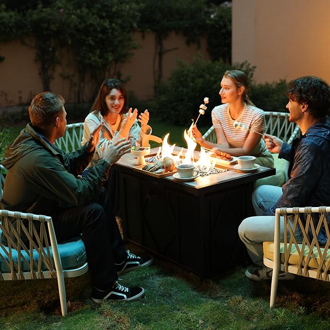 BALI OUTDOORS Fire Pit Table Propane Gas Firepit Rectangular Fire Table 42In 60,000 BTU for Outside Patio Backyard Deck Balcony