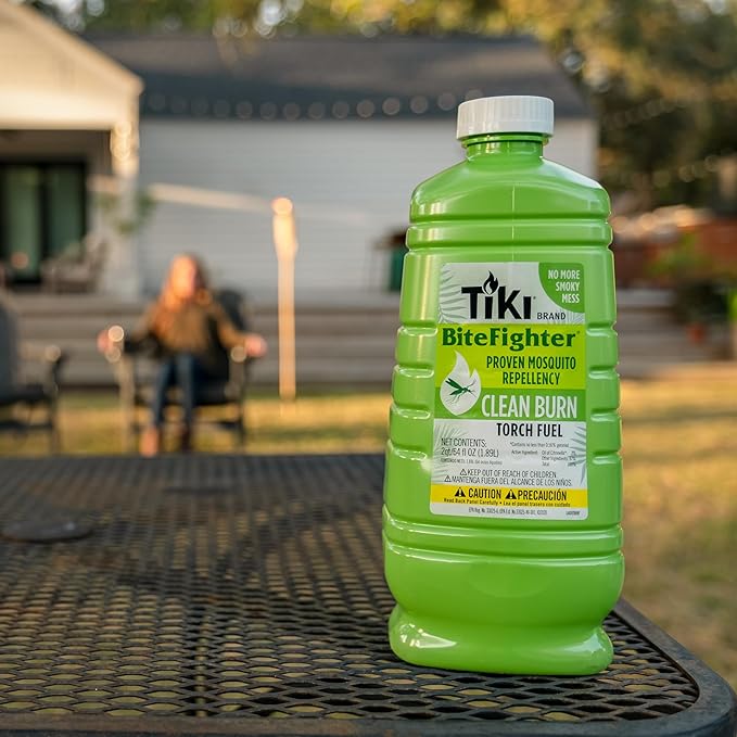 TIKI Clean Burn Mosquito Repellent Torch Fuel – 50 oz., Smokeless & Low-Soot Citronella, Mosquito Repellent, Plant-Based Formula for Outdoor, Patio, Garden & Backyard Torches