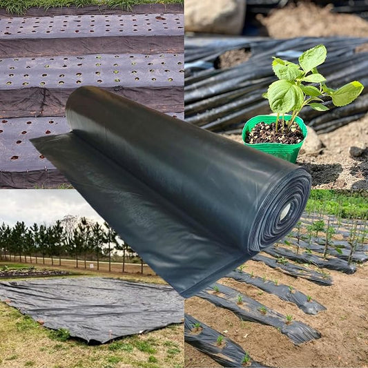 Farm Plastic Supply - Weed Control 6 Mil Black Plastic Sheeting - Heavy Duty Weed Barrier Landscape Fabric for Outdoor Gardens, Non Woven Weed Blocker Fabric, Weed Control (32' x 150')