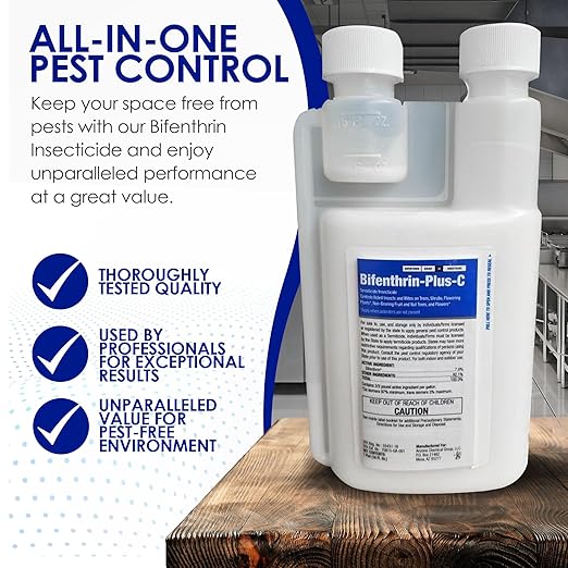 Bifenthrin Plus-C Insecticide (16 oz) - Roach Killer Indoor Infestation, Termite Treatment, Ant Control & Wasp Spray - Home Defense Pest Control, Residential, Commercial, and Industrial Use