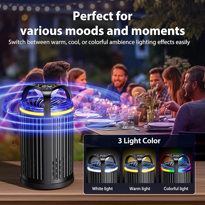 Fly Trap Indoor, 3 in 1 Fruit Fly Traps for Indoors Gnat Traps for House Indoor, Smart Flying Insect Trap Bugs Light Mosquito Catcher with 10 Refills, Ideal for Kitchen, Graden, RV, Office - Black