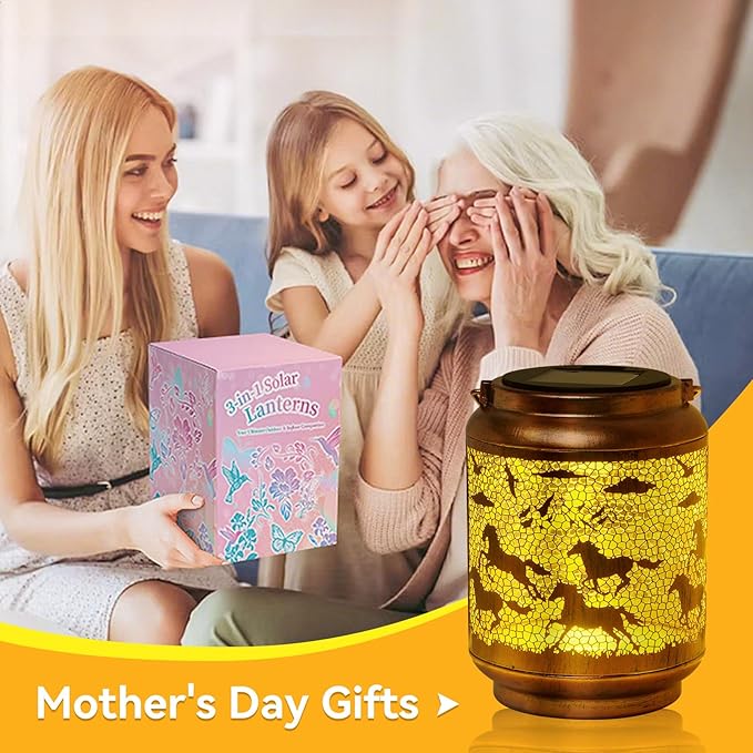 Horse Gifts for Mom/Grandma/Women/Sister,Garden Gift ,Solar Lanterns Outside Clearance,Porch Yard Decorations Outdoor,Mother Day Gift SOutdoor