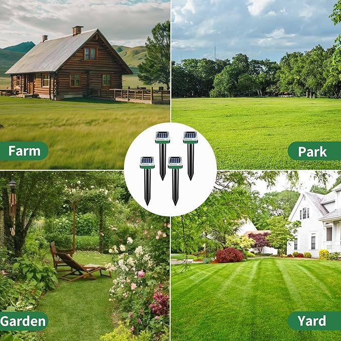 Solar-Powered Ground Vibrating Repellent – Keep Rats, Snakes, Rabbits & Hedgehogs Away from Your Garden, Lawn, Yard, Farm & Orchard!