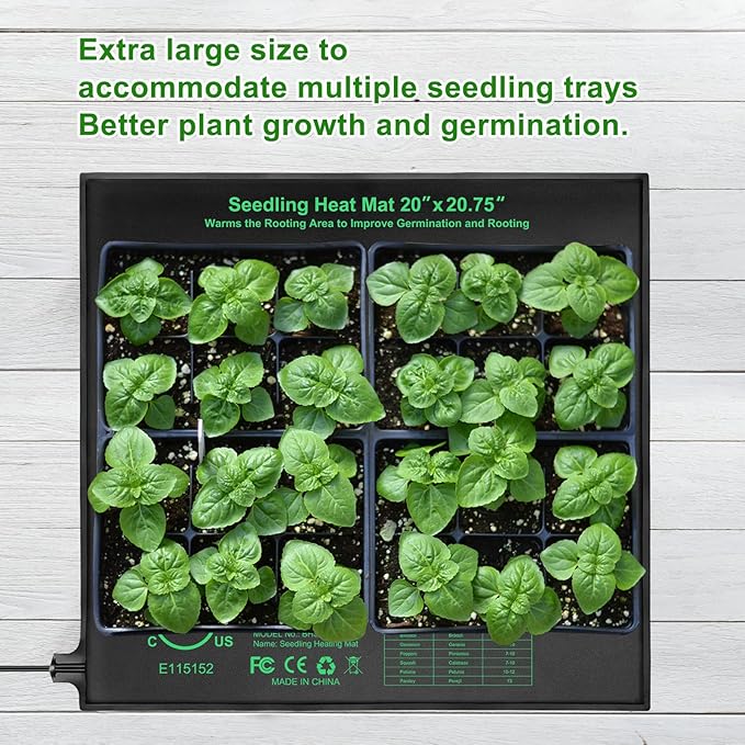 Bestio Waterproof Seedling Heat Mat, 20×20.75 in Heat Mats for Seed Starting, MET Certified Seed Mat, Suitable for Indoor Gardening, Germination