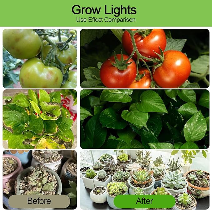 2pcs Hanging Grow Lights for Indoor Plants (20w X2) with Height Adjustable, 4000 Lumen LED Bonsai Houseplant Growing Lamp with On/Off Switch, Grow Light UV-IR Full Spectrum