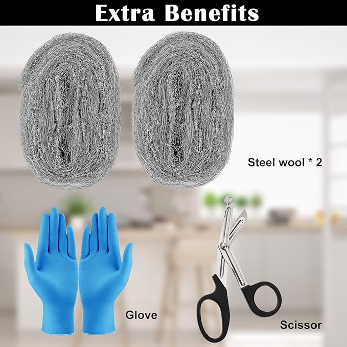 2 Pack Steel Wool Mice Control 4"*21’ Fill Fabric DIY Kit, Hardware Cloth Gap Blocker Mouse Rat Rodent Control for Holes, Wall Cracks, Vents(2 Rolls)