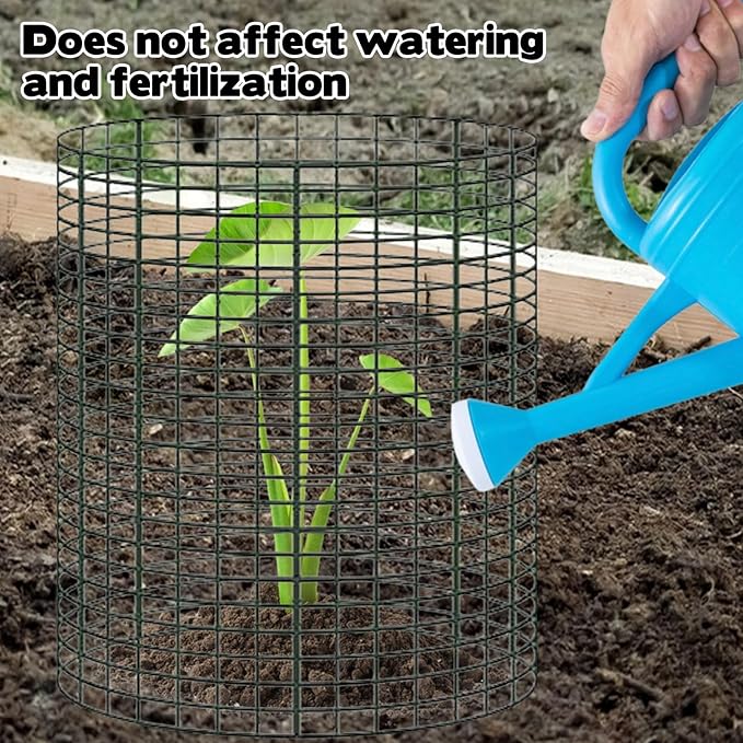 20 Pack 12" H X 4" D Wire Small Plant Protector from Animals, 20 Pcs Small Metal Plant Cage Chicken Wire Cloche with Ground Stakes and Nylon Tie to Keep Animals Out Garden Protection