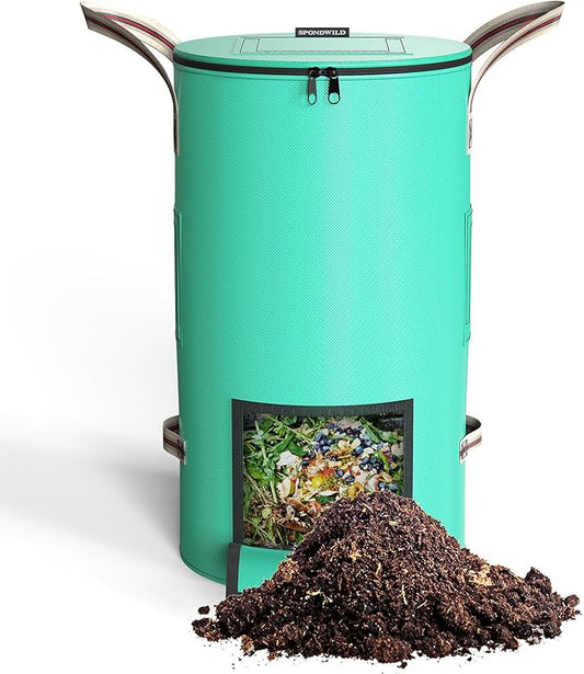 Compost Bin Outdoor - 14.39 Gallon Breathable Thickened Reusable Garden Yard Waste Bags, Composting Bin for Outside Garden with Faster Composting & Odor Reduction