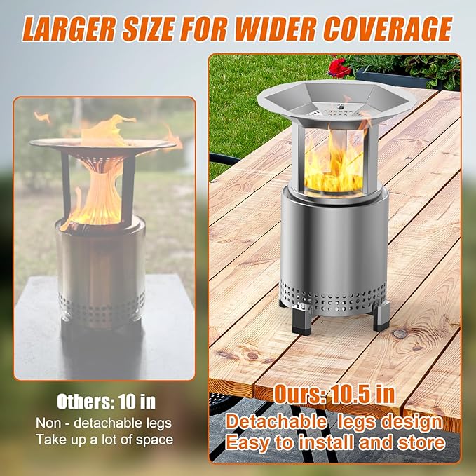 KEESHA Heat Deflector for Mesa XL Solo Stove 10.5’’, 304 Stainless Steel Heat Diffuser with 3 Detachable Legs, 1.4 lbs Solo Stove Mesa XL Accessories-Capture Warmth & Expands Heat Radius