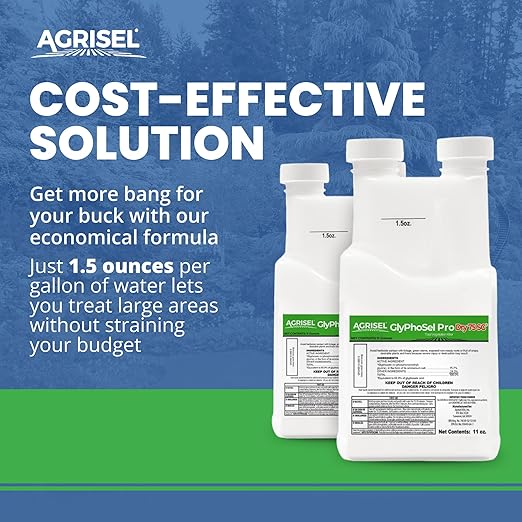 GlyPhoSel Pro Dry75 Non-Selective Herbicide - Kills All Vegetation Including Weeds and Lawn grass, Pet Safe, 3-Pack of Disposable Gloves Included, 11 Ounces