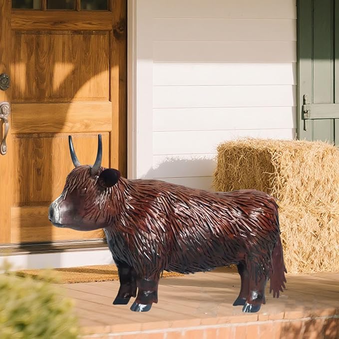 Garden Metal Highland Cow Outdoor Statues Cattle Yard Art Lawn Decoration Outdoor Sculpture Housewarming Birthday Gifts