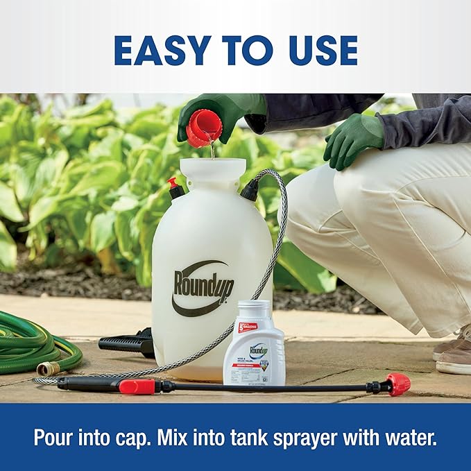 Roundup Weed & Grass Killer₄ Concentrate, Use in and Around Flower Beds, Walkways and Other Areas of Your Yard, 16 fl. oz.