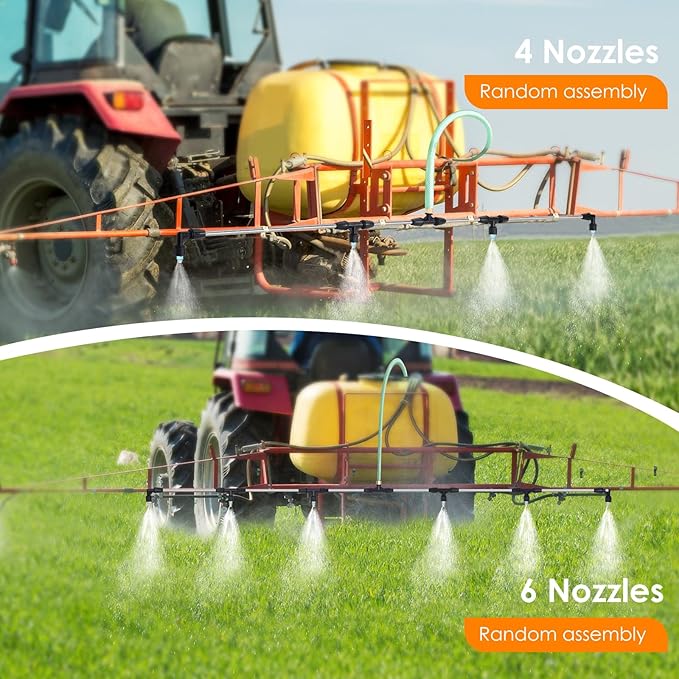 Metal 6-Nozzle Poly Boom Wand with 3/8" Brass Fitting, 7.5 Ft. ATV sprayer Boom, Wide-Coverage Agricultural & Lawn Spray Attachment for Tractors/UTVs (Metal Wand)