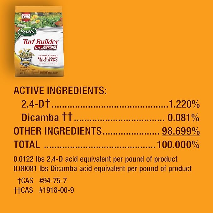 Scotts Turf Builder WinterGuard Fall Weed & Feed5, Weed Killer Plus Fall Fertilizer, 12,000 sq. ft., 33.84 lbs.