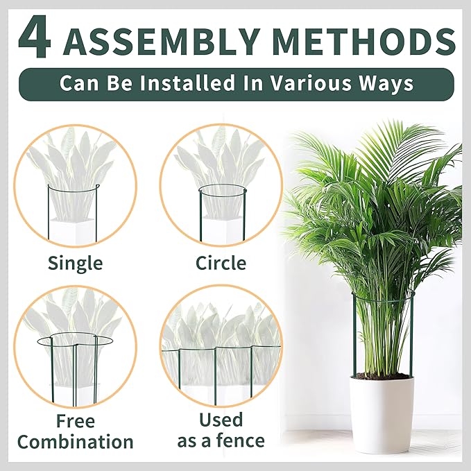 TCBWFY 10 Pack Garden Supports for Plants Metal 10" Wide x 24" High Interlock Half Round Garden Plant Support Ring Border Support Plant Support Ring Cage for Rose Flowers Vine Tomato