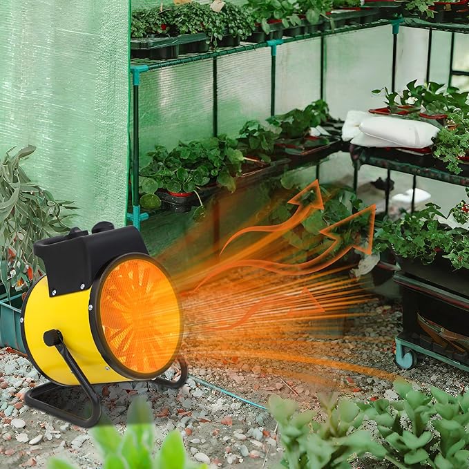 Portable Greenhouse Heater, Overheat Protection, 1500W Radiant Electric Heater for Indoor and Outdoor Use, Garage, Grow Tent, RV, IPX4 Water Resistant, 2 Pieces, Yellow