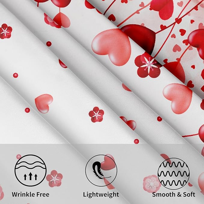 Giwawa Red Love Hearts Round Tablecloth 60 Inch Valentine's Day Decorative Table Cloth Polyester Fabric Washable Table Cover for Dining Date Wedding Anniversary