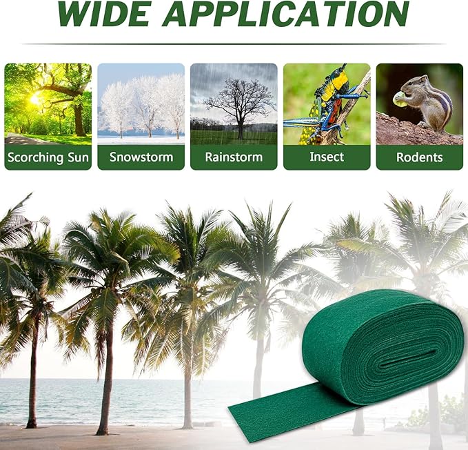 59Ft Tree Wrap(2 Pack), Single-Layer Design,4.7 Inch Width,Trunk Protector - Breathable Sunscreen Wrap for Damaged Bark & Heat Preservation - Easy to Handle & Stylish Design