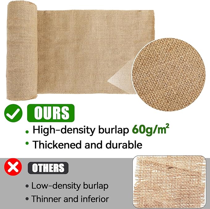 ANPHSIN Natural Burlap Tree Wraps - 7.8in × 9.8ft Winter Burlap Rolls, Tree Trunk Guard Wrap, Plants Antifreeze Bandage to Protect Bark & Keep Plants Warm, 2 Rolls