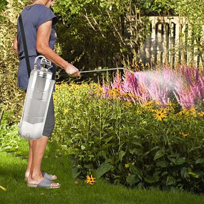 Hand Pump Sprayer Stainless Steel Sprayer for Indoor and Outdoor 3 Gallon Sprayer 20 in Wand 3 FT Hose