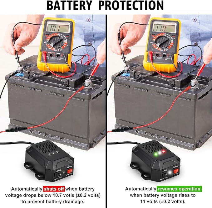 Ultrasonic Rodent Repellent for Car Engines, 12V 24V Wired Ultrasonic Mouse and Rat Deterrent with LED Strobe Lights and Remote Control – Under Hood Animal Repeller for Cars, Trucks, RVs, Vehicles