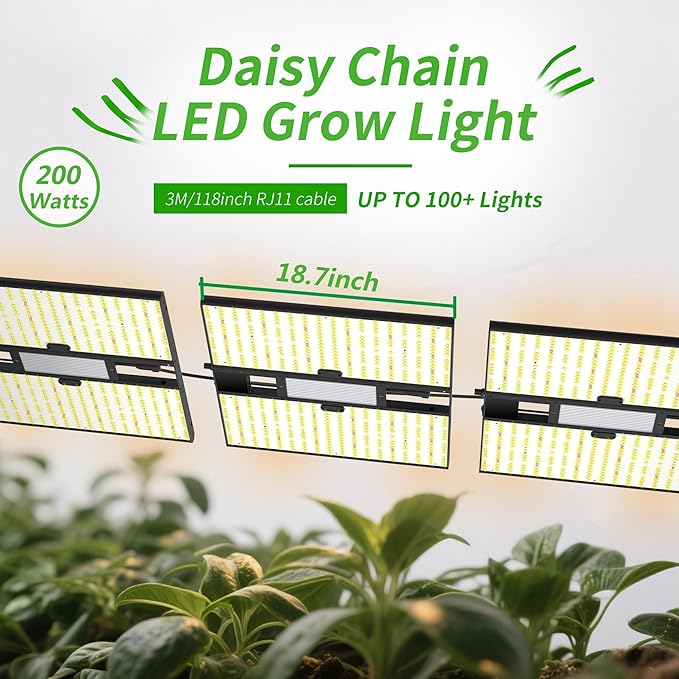 FARMLITE Grow Light for Indoor Plants Quantum Board Grow Light Full Spectrum Led Grow Lights Growing Lamp Daisy Chain Dimmable (200Watts)