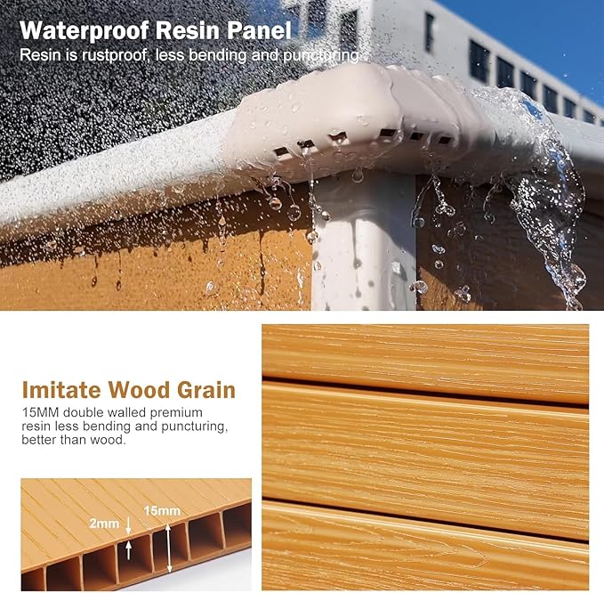 Resin Storage Shed 8 x 6 FT: Outdoor Resin Sheds with Floor, Plastic Waterproof Patio Outdoor Storage Shed with Lockable Door & Windows,Tool Sshed Storage for Garden Backyard Patio Lawn, Brown