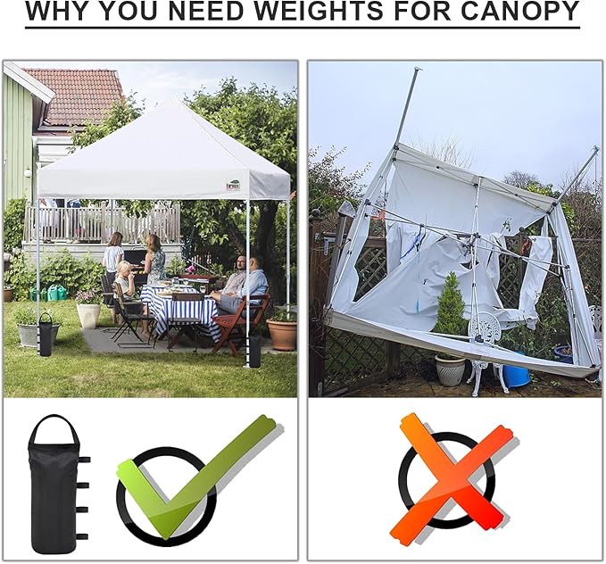 Eurmax USA Weight Capacity 112 LBS Extra Large Pop up Gazebos Weights Sand Bags for Pop up Canopy Tent Pergola Outdoor Instant Canopies, 4-Pack,Black (Without Sand) Dark Black
