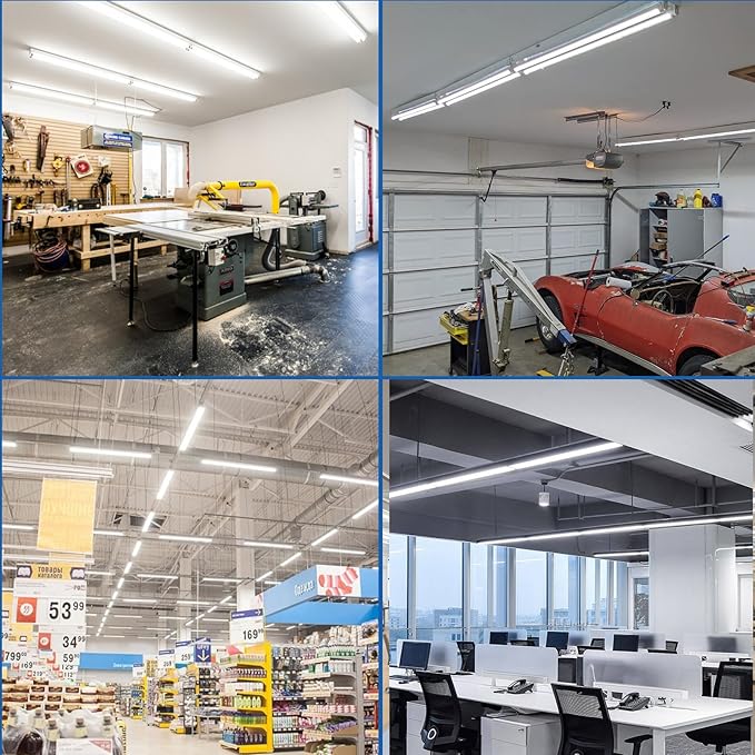 4FT LED Light Bulbs, Type A+B, 24W 3120 Lumen, 65W Equivalent, 6500K Bright White, T8 T10 T12 4 Foot Fluorescent Replacement for Office Shop Light, Remove Ballast or Plug & Play, 12 Pack