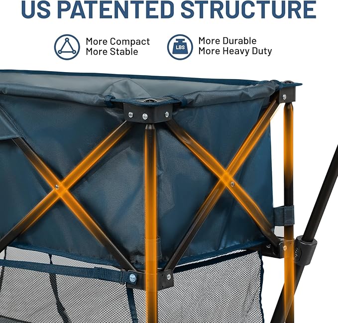 TIMBER RIDGE 400L Large Capacity Folding Double Decker Wagon with Brakes, 54" Extra Long Extender Wagon Cart, 450lbs Heavy Duty Collapsible Cart, All-Terrain Big Wheels for Camping, Sports, Shopping