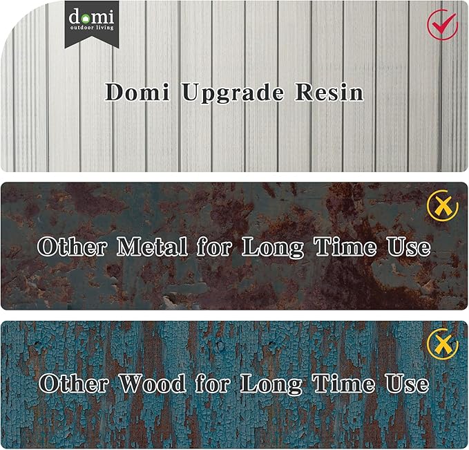 Domi 8x8FT Resin Outdoor Storage Shed with Lockable Door, Waterproof Outside Sheds with Windows & Vents, Heavy-Duty Plastic Tool Storage Shed for Patio Furniture, Lawn Mower, Bike