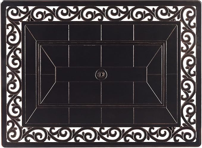 Oakland Living Black Aluminum Patio Fire Table Set with Four Club Chairs with Black Cushions