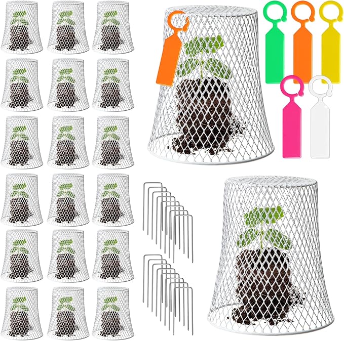 20 Pcs 99inch Chicken Wire Plant Covers Garden Cloches Metal Heavy Duty Plant Protector for Keeping Bunnies Squirrels Birds Other Out