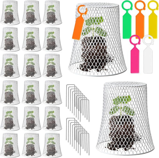 20 Pcs 99inch Chicken Wire Plant Covers Garden Cloches Metal Heavy Duty Plant Protector for Keeping Bunnies Squirrels Birds Other Out
