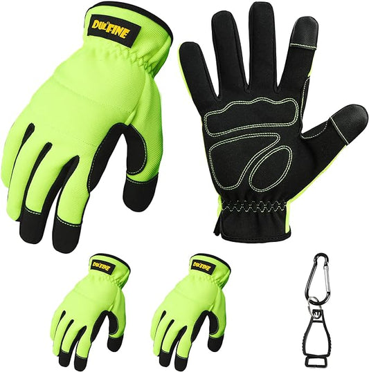High Performance Work Gloves For Men(3 Pairs Pack),Hi-Vis Yellow Color,High Dexterity Touch Screen For Multipurpose,Excellent Grip (Extra Large)
