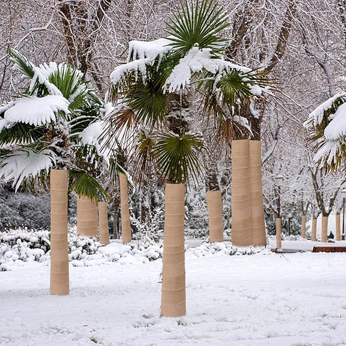 ANPHSIN Natural Burlap Tree Wraps - 7.8in × 9.8ft Winter Burlap Rolls, Tree Trunk Guard Wrap, Plants Antifreeze Bandage to Protect Bark & Keep Plants Warm, 2 Rolls