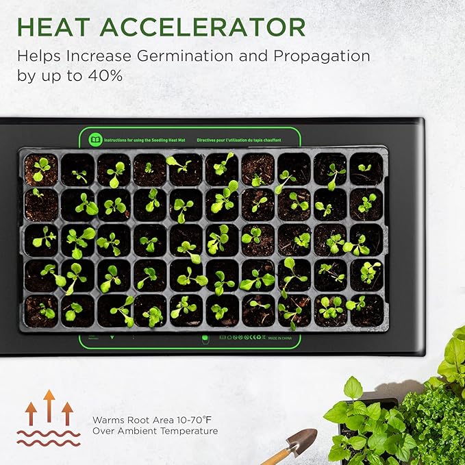 Seedfactor MET Certified Seedling Heat Mat, Adjustable Temperature, Waterproof, Durable Germination Station, Warm Hydroponic Heating Pad, Indoor Home Gardening, 48" X 20"