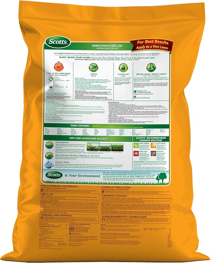 Scotts Turf Builder WinterGuard Fall Weed & Feed3, Weed Killer Plus Fall Fertilizer, 12,000 sq. ft, 34.3 lbs.