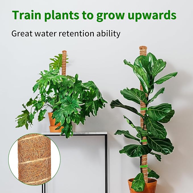 4 Pack Moss Pole, 35.4-Inch Moss Poles for Plants Monstera,Bendable Plant Support Stakes for Climbing Plants Indoor, Garden Trellis Plant Stick for Potted Plants, Pothos Philodendron