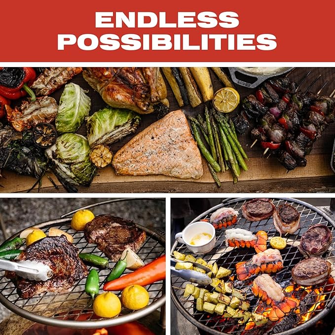 Breeo Smokeless Fire Pit Grilling Bundle (X Series 24 Corten Steel, Outpost Grill, Ash Shovel, & Lid) | 27.5 inch Smokeless Firepit for Outside | Ideal for Families