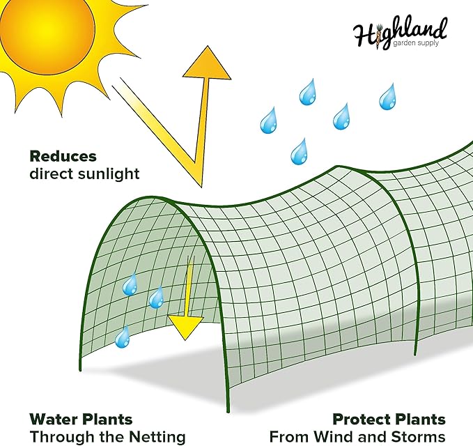 Garden Tunnel Shade Net Cover Greenhouse Protection from Sun Heat Gardening Green House Sun Shades Cloche Hoops Plant Covers Hoop House Outside Heavy Duty Garden Row Cold Green Houses Kit