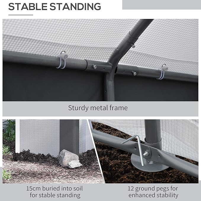 Outsunny 8' x 6' x 7' Walk-in Greenhouse, Outdoor Garden Warm Hot House with 4 Roll-up Windows, 2 Zippered Doors and Weather Cover, White