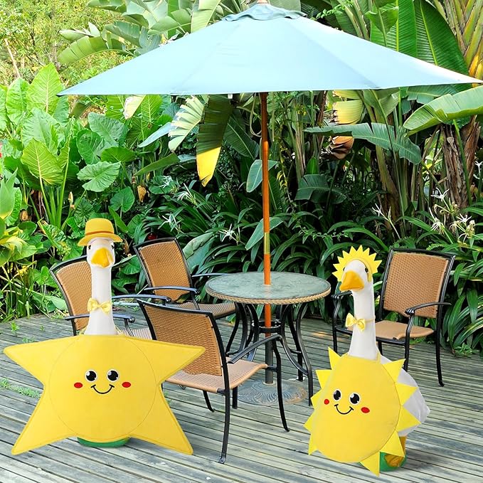 Frienda 2 Set Sun and Star Porch Goose Outfit Clothes for 23" High Cement or Plastic Goose, Sun and Star Yard Cement Geese Duck Clothes Costume for Fall Halloween Outdoor Garden Yard Patio Decor