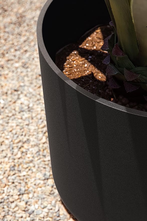 Veradek Round Black Plastic Planter Pots for Indoor/Outdoor Garden Use, with Drainage Holes, Suitable for Small to Large Succulent Plants, Flowers, Modern Interior Plants