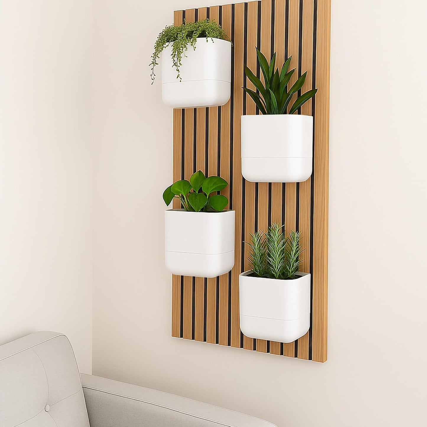 Phoenix Vine 6.5-Inch Wall Mounted Self-Watering Planter Pot for Indoor Houseplants and Herbs | Modern Hanging Planter for Window Sills, Bathroom Walls, Home & Office Décor, White, Set of 3, 01-WP-W-3