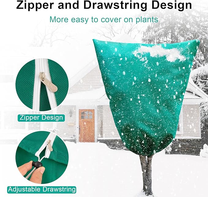 Insoma Extra Large Plant Cover Freeze Protection 86.6" W X 97.5" H, Outdoor Plants Frost Protection Covers with Zipper & Drawstring, Frost Blankets for Tree, Shrub Potted Plants Cover in Winter