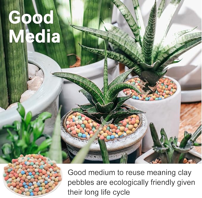 10LB Leca Clay Pebbles, 9-12mm Lightweight Expanded Clay Aggregate for Hydroponic Growing, Premium Grow Media for Orchids, Aquaponics Plants and Horticultural Drainage, Natural